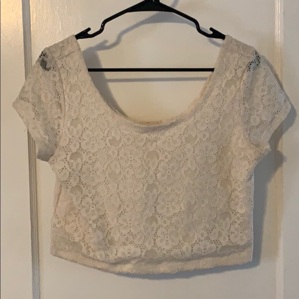 Lace detail, Ivory Crop Top